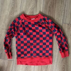 Hanna Andersson Red and Navy Checkered Kids Sweatshirt